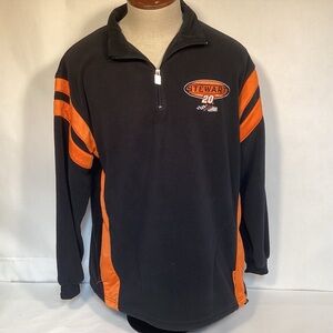 NASCAR Stewart #20 Black Orange Fleece Pullover mens size large Chase Authentics
